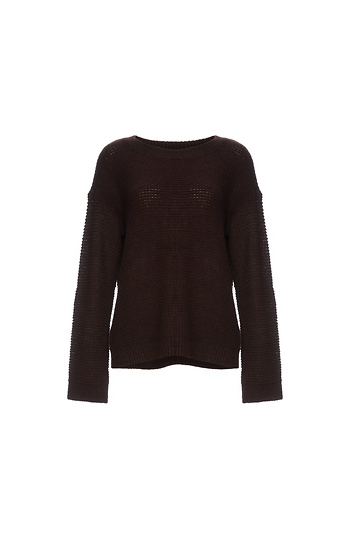 Mystree Round Neck Popcorn Knit Sweater Slide 1