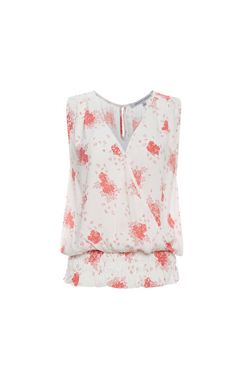 Surplice Smocked Sleeveless Top Slide 1