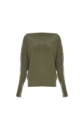 Katie Zipped Boat Neck Long Sleeve Top Slide 1