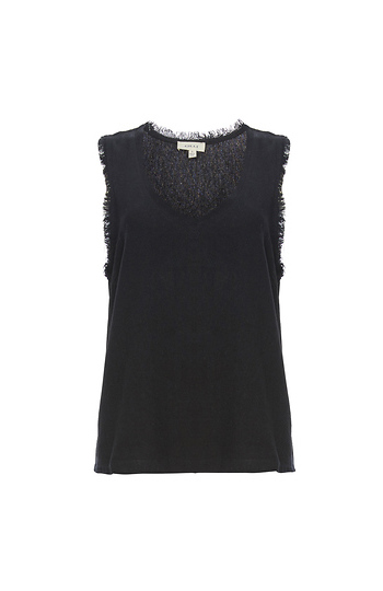 V-Neck Sleeveless Frayed Top Slide 1