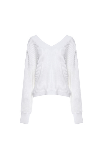 V Front and Back Knit Top Slide 1