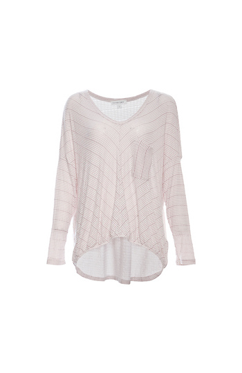 V-Neck Striped Long Sleeve Top Slide 1