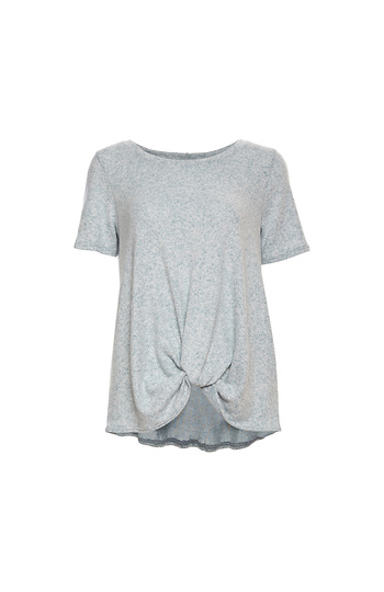Front Knot Short Sleeve Knit Top Slide 1