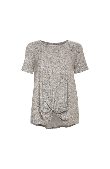 Front Knot Short Sleeve Knit Top Slide 1