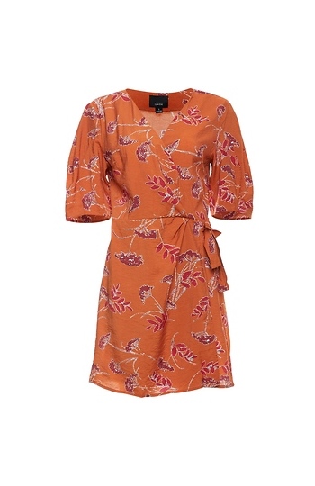 Short Sleeve Printed Wrap Dress Slide 1