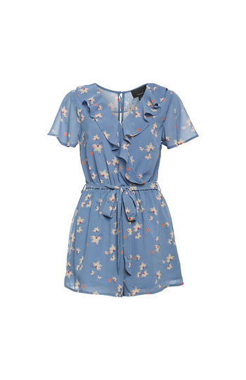 Surplice Ruffled Printed Romper Slide 1