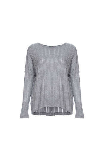 Button Back Ribbed Knit Top Slide 1