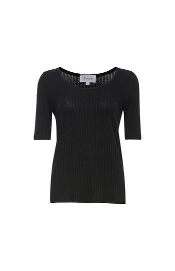 2/3 Sleeve Scoop Neck Ribbed Top Slide 1