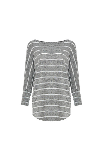 3/4 Striped Dolman Sleeve Knit Top Slide 1