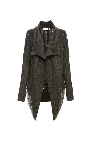 Crossed Front Chunky Knit Coatigan Slide 1