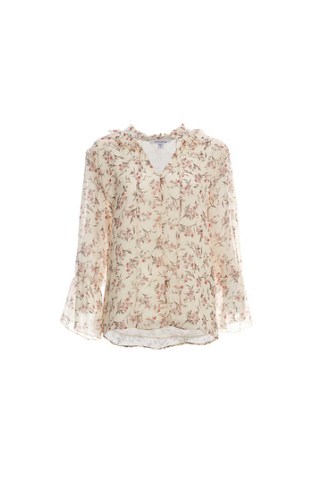 Tie Neck Flare Sleeve Top Slide 1