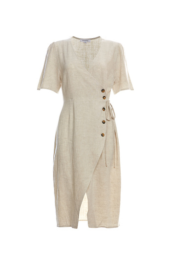 Button Down Surplice Dress Slide 1