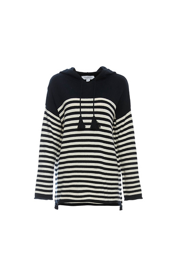 Velvet by Graham & Spencer Cotton Cashmere Striped Hoodie Slide 1