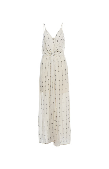 Printed Gathered Front Sleeveless Dress Slide 1