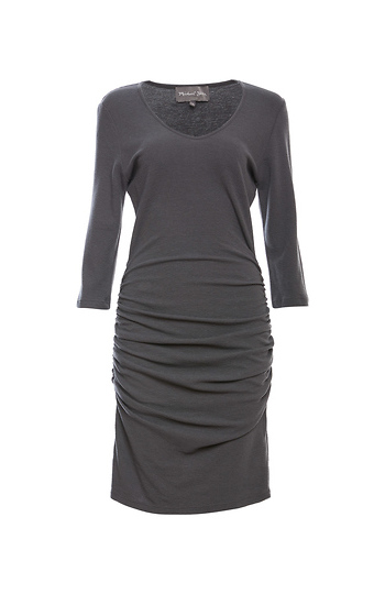 Michael Stars 3/4 Sleeve Ruched Dress Slide 1
