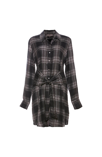 Michael Stars Long Sleeve Tie Waist Shirtdress Slide 1
