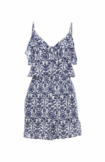 Printed Sleeveless Romper Slide 1