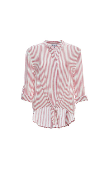 Erika Striped Front Knot Long Sleeve Slide 1