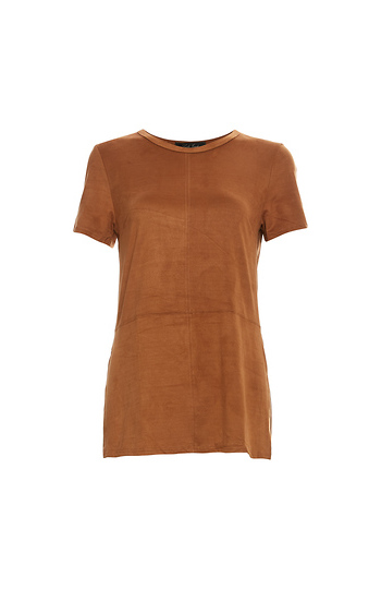 Faux Suede Tee with Side Slits Slide 1