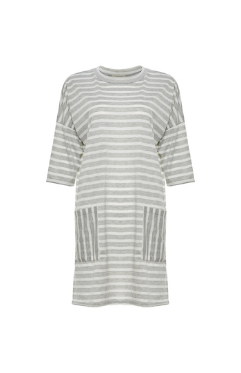 3/4 Sleeve Striped Knit Dress Slide 1
