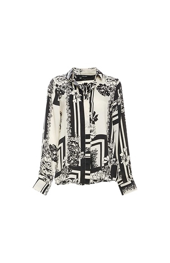 Long Sleeve Scarf Print Shirt Slide 1