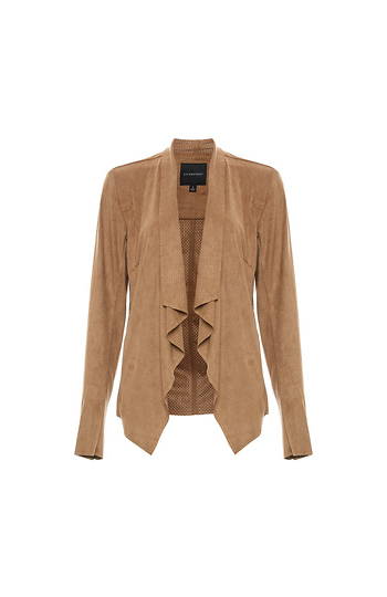 Liverpool Draped Perforated Suede Jacket Slide 1