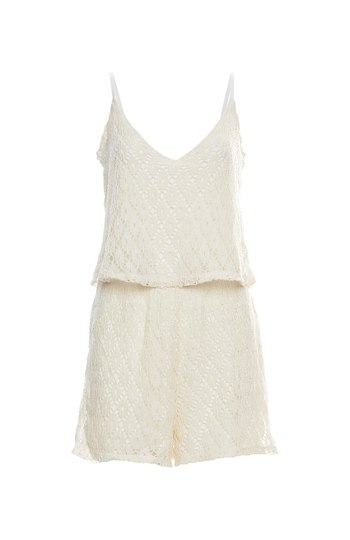 V-Neck Sleeveless Crochet Romper Slide 1