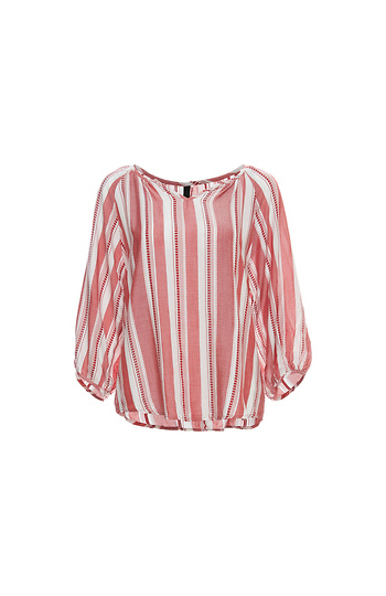 Lisa Split Neck 3/4 Sleeve Striped Top Slide 1