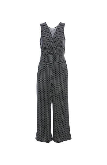 Geo Print Cropped Surplice Sleeveless Jumpsuit Slide 1