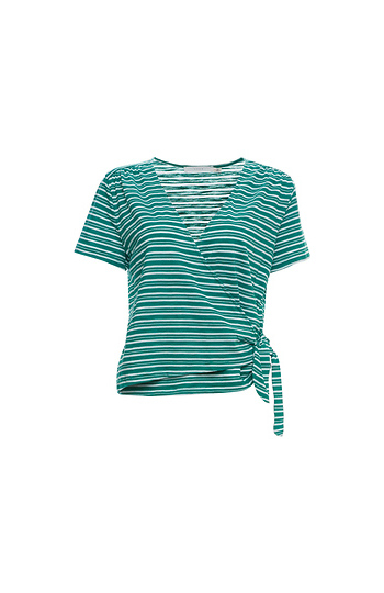 Surplice Wrap Striped Tee Slide 1