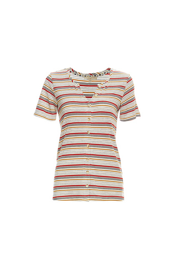 Mystree Buttoned Front Striped Tee Slide 1