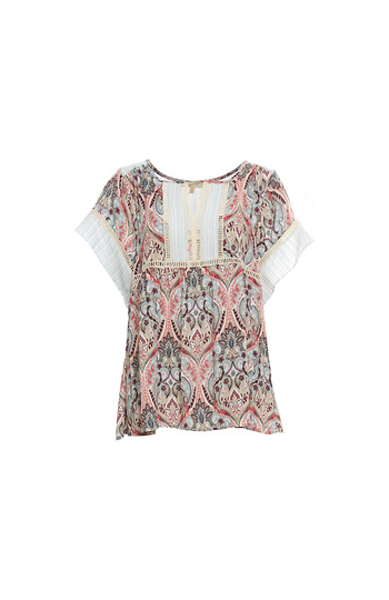 Mystree Split Neck Printed Top Slide 1