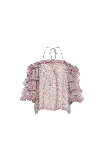 1.STATE Tiered Ruffle Sleeve Floral Top Slide 1