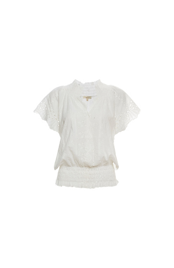 Mystree Smocked Waist Eyelet Top Slide 1