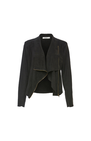 Mod Ref Draped Front Faux Suede Jacket Slide 1