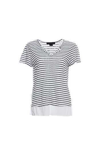 Sanctuary Split Neck Striped Tee Slide 1