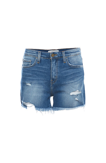High Rise Raw Hem Shorts Slide 1