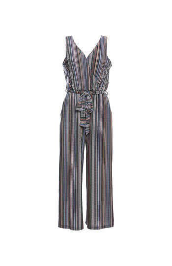 Surplice Striped Tie Waist Jumpsuit Slide 1