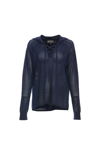 Michael Stars Open Knit Lace Up Hoodie Slide 1