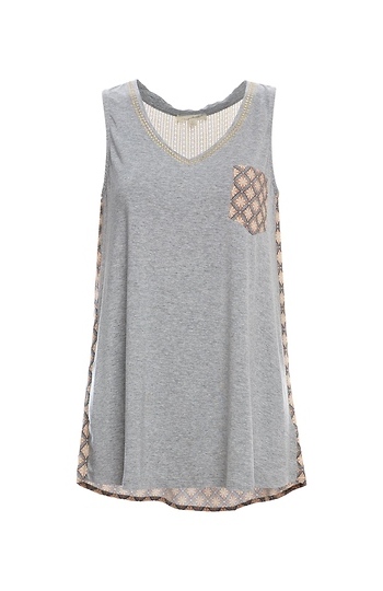 Mystree Sleeveless Mixed Media Top Slide 1