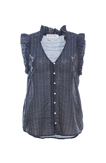 Buttoned Front Sheer Sleeveless Top Slide 1
