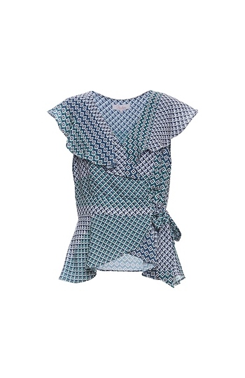 Parker Geo Ruffle Wrap Top Slide 1