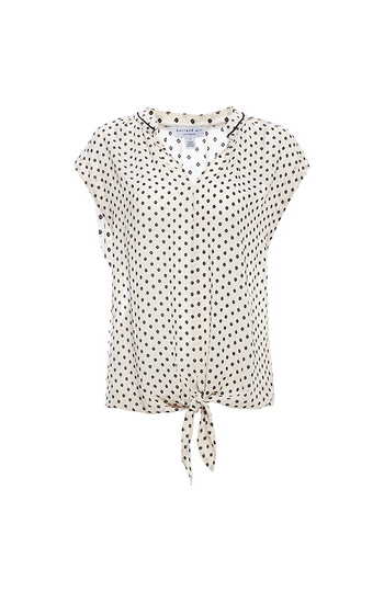 Swiss Dot V-Neck Blouse Slide 1