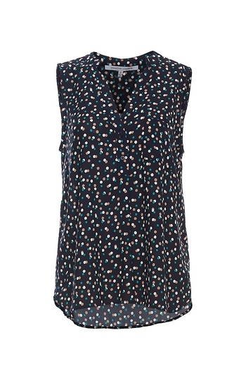 Button Front Printed Sleeveless Top Slide 1