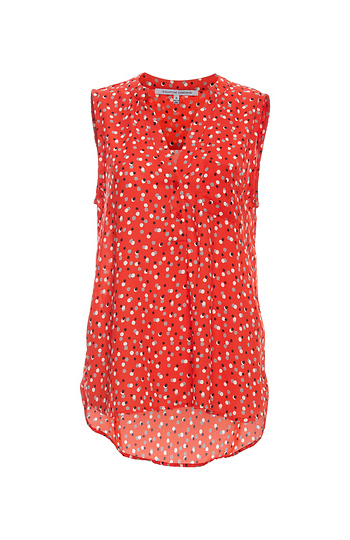 Button Front Printed Sleeveless Top Slide 1