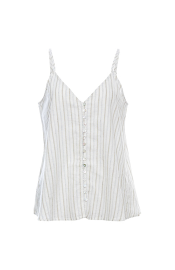 Buttoned Front Striped Tank Top Slide 1