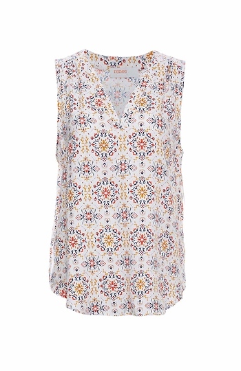 Split Neck Sleeveless Top Slide 1