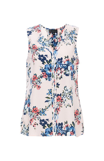 Sleeveless Floral Pleat Back Top Slide 1