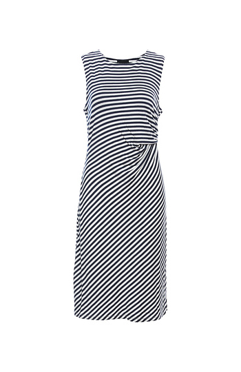 Striped Side Drape Dress Slide 1