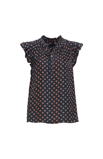Greylin Neck Tie Printed Ruffle Tank Slide 1